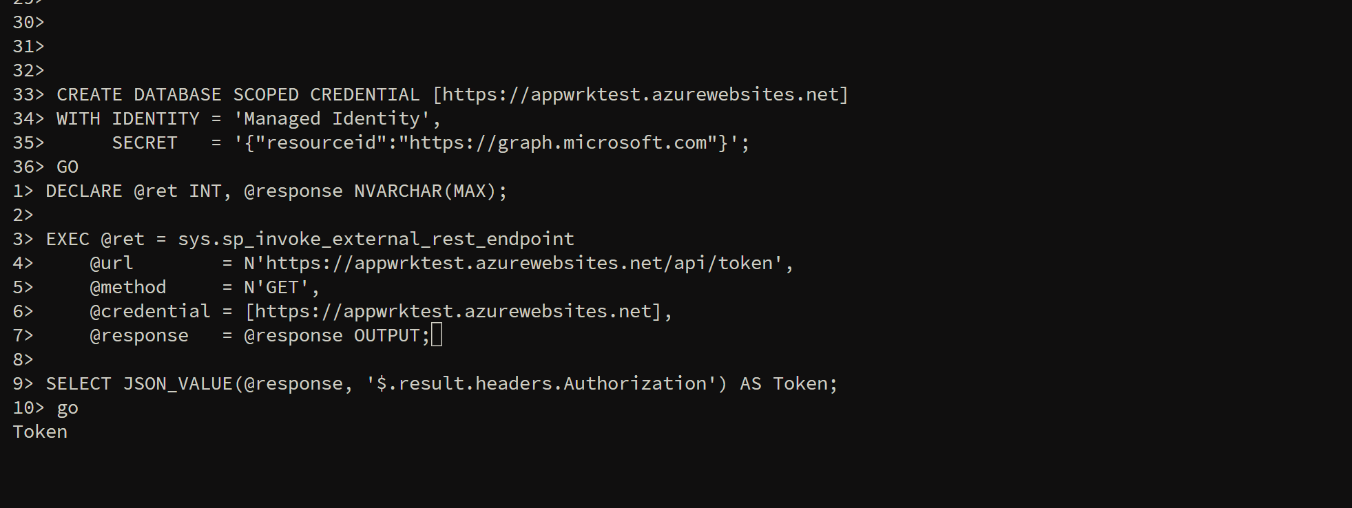 Executing sp_invoke_external_rest_endpoint against the receiver