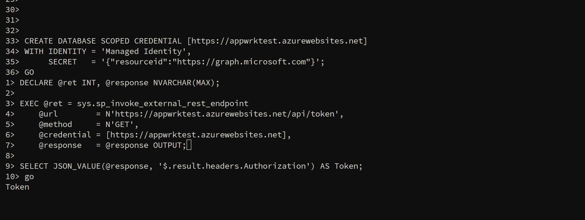 Executing sp_invoke_external_rest_endpoint against the receiver