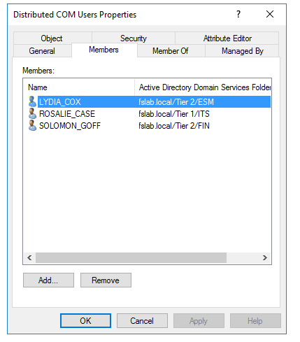 Members of Distributed COM Users group