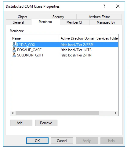 Members of Distributed COM Users group