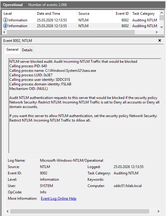 NTLM Traffic Event ID