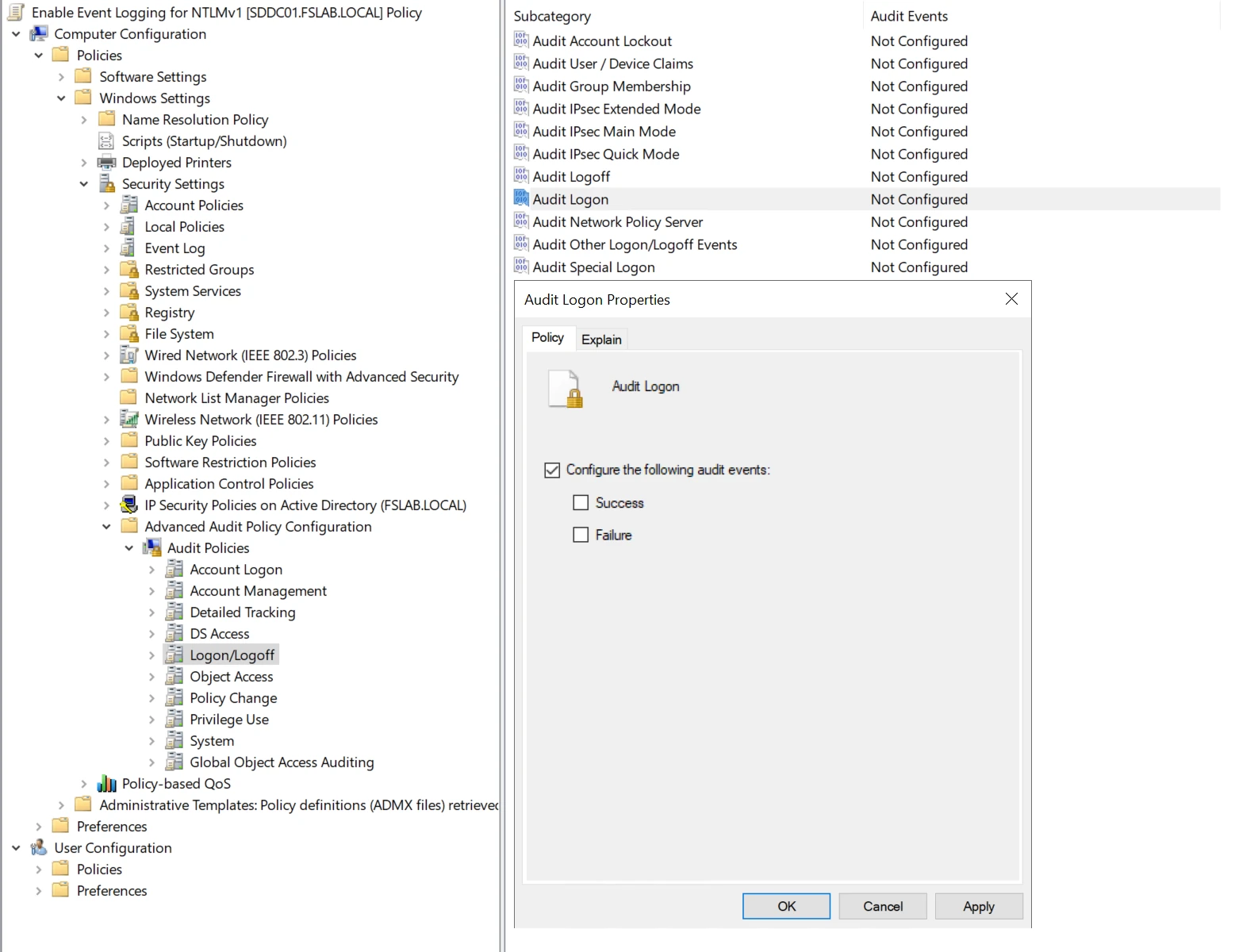 GPO Audit log enabled