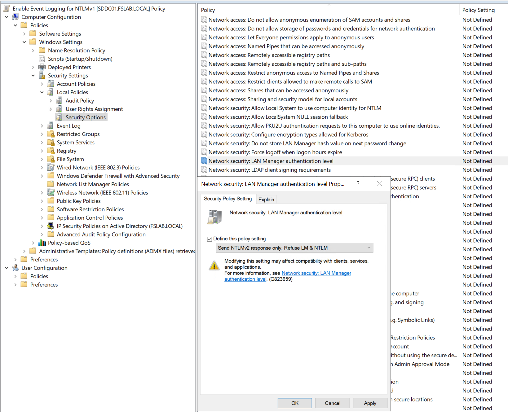 NTLMv1 Disabling