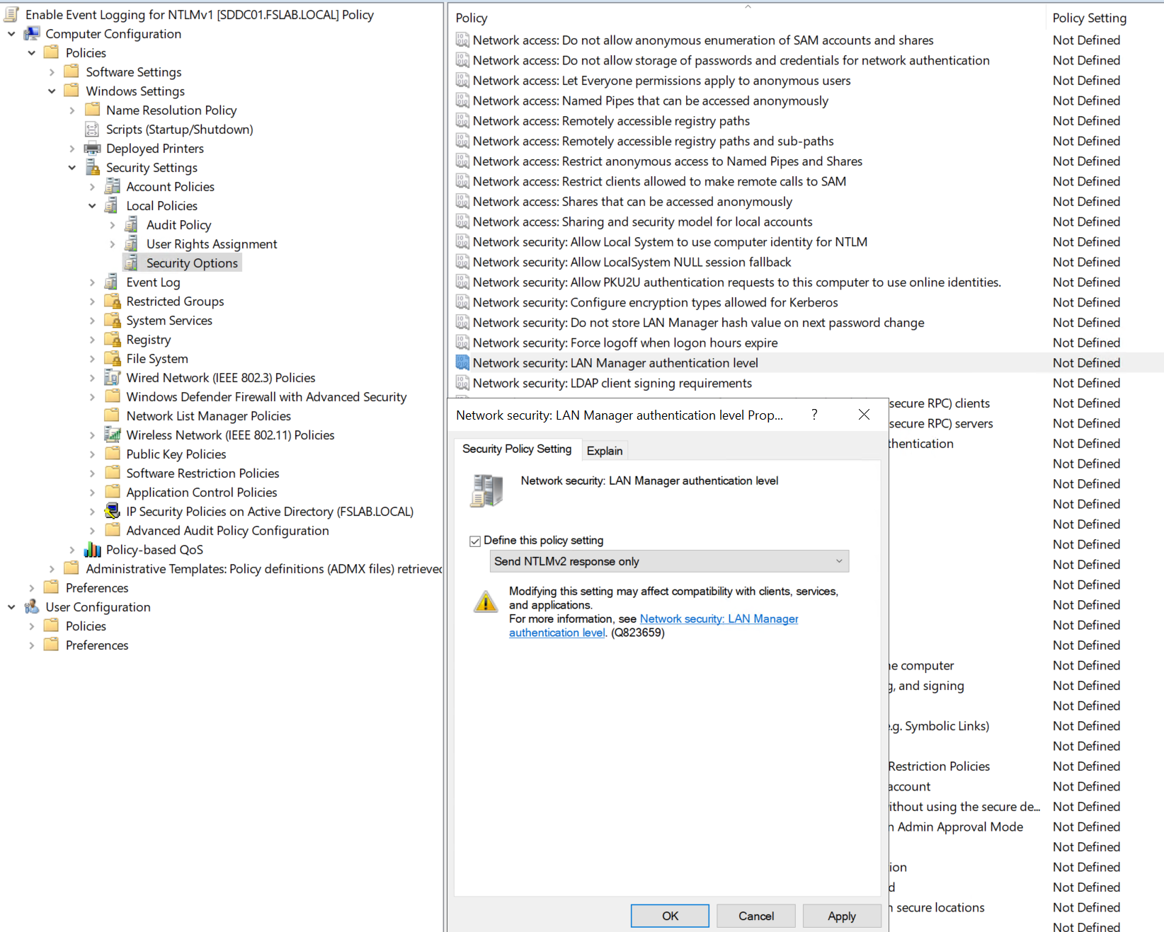 NTLMv2 Enforcement