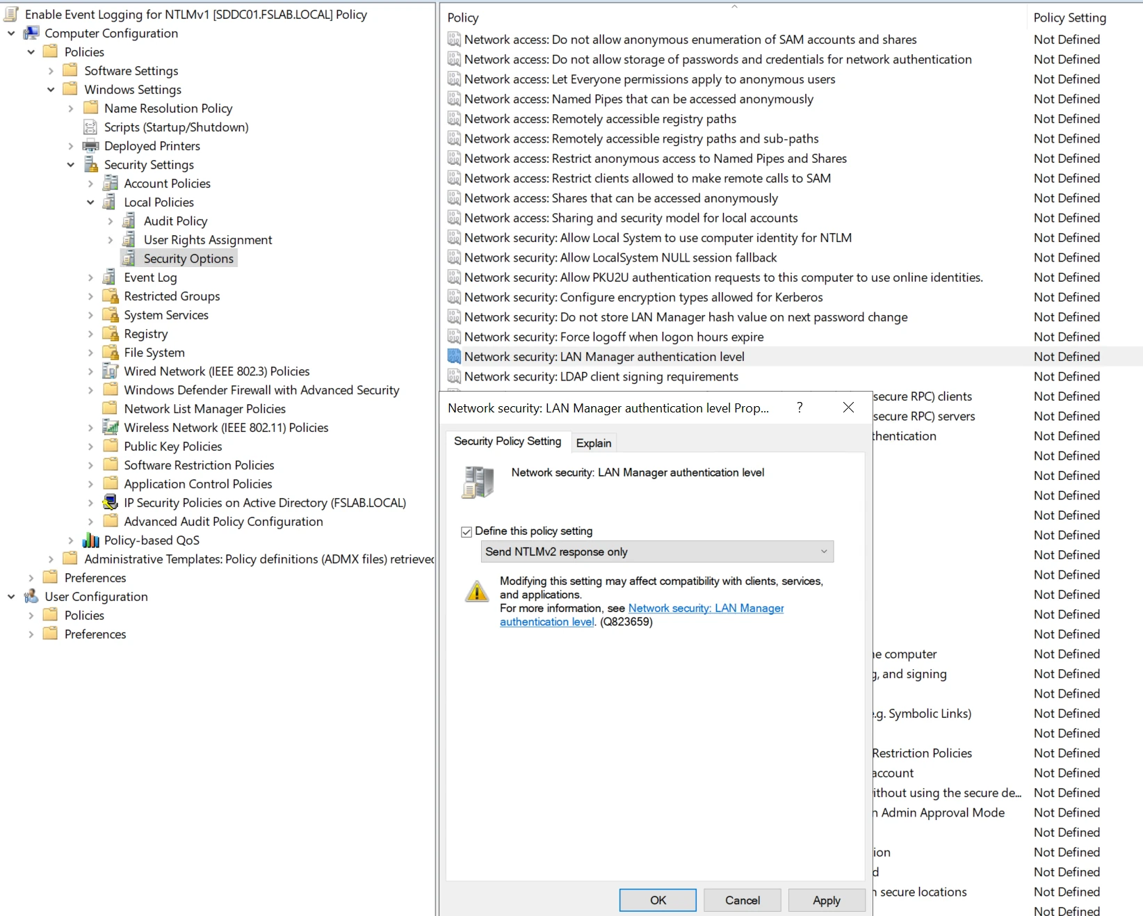 NTLMv2 Enforcement