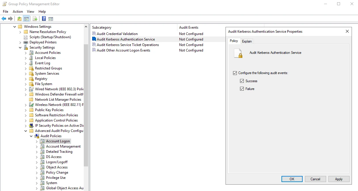 GPO TGT Request log enable