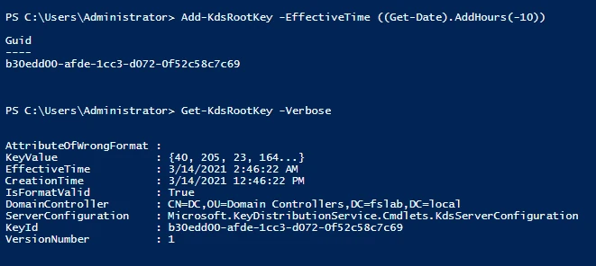 Creating the KDS Root Key