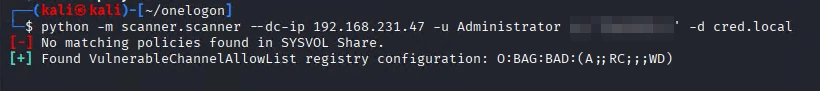 Scanner detecting the vulnerable allow-list configuration
